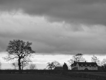 Scenic view of field against cloudy sky