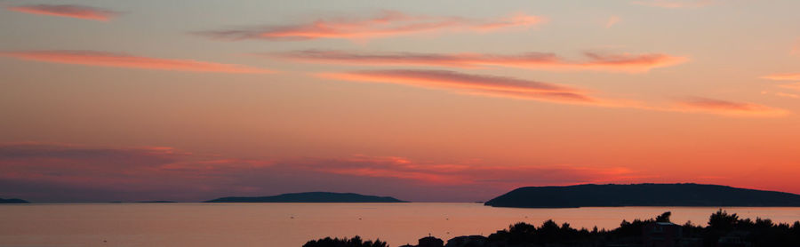Scenic view of mountains at sunset