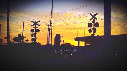 Silhouette of buildings at sunset