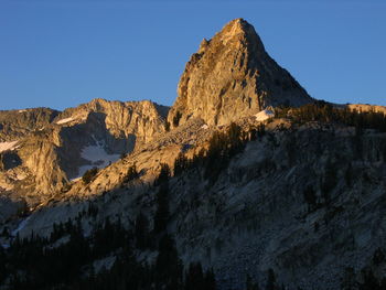 Scenic view of rocky mountains in winter