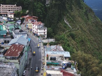 High angle view of buildings in city