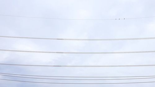 Low angle view of power cables against sky