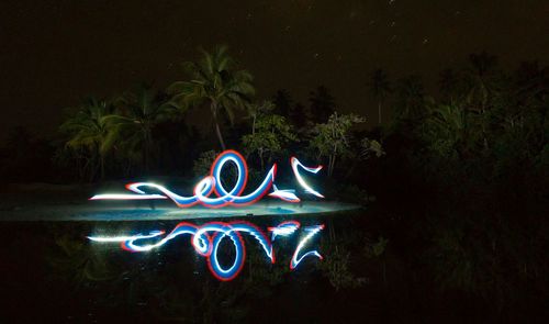 Illuminated lights at night