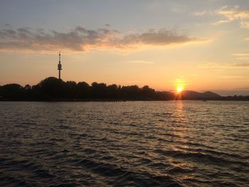 Scenic view of sunset over sea