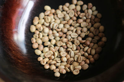 High angle view of coffee beans