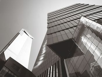 Low angle view of modern buildings against clear sky