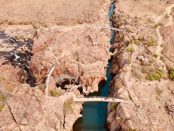 High angle view of rock formation in water