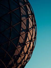 Low angle view of built structure against clear blue sky