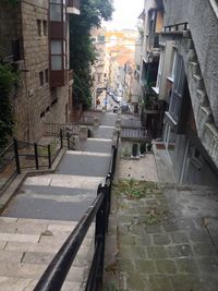 View of stairs along buildings
