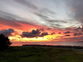 Scenic view of sea against sky during sunset