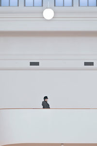 Low angle view of people walking on stage