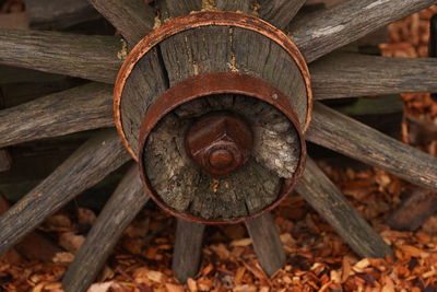 Close-up of rusty wheel 