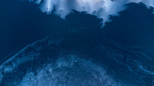 Aerial view of ice on lake at vrads sande moor, jutland, denmark