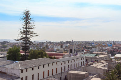 High angle view of townscape against sky