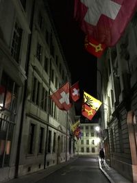 Buildings in city at night