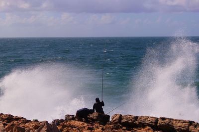 Ran fishing at the sea