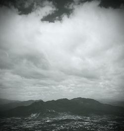 Scenic view of sea against cloudy sky