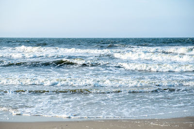 Scenic view of sea against clear sky