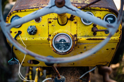 Close-up of rusty wheel