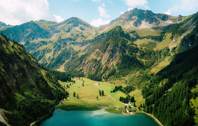 Scenic view of mountains against sky