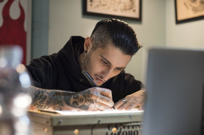 Man working on laptop