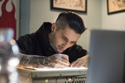 Man working on laptop