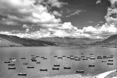 Scenic view of lake against sky