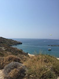 Scenic view of sea against clear sky