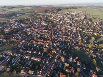 High angle view of townscape against sky