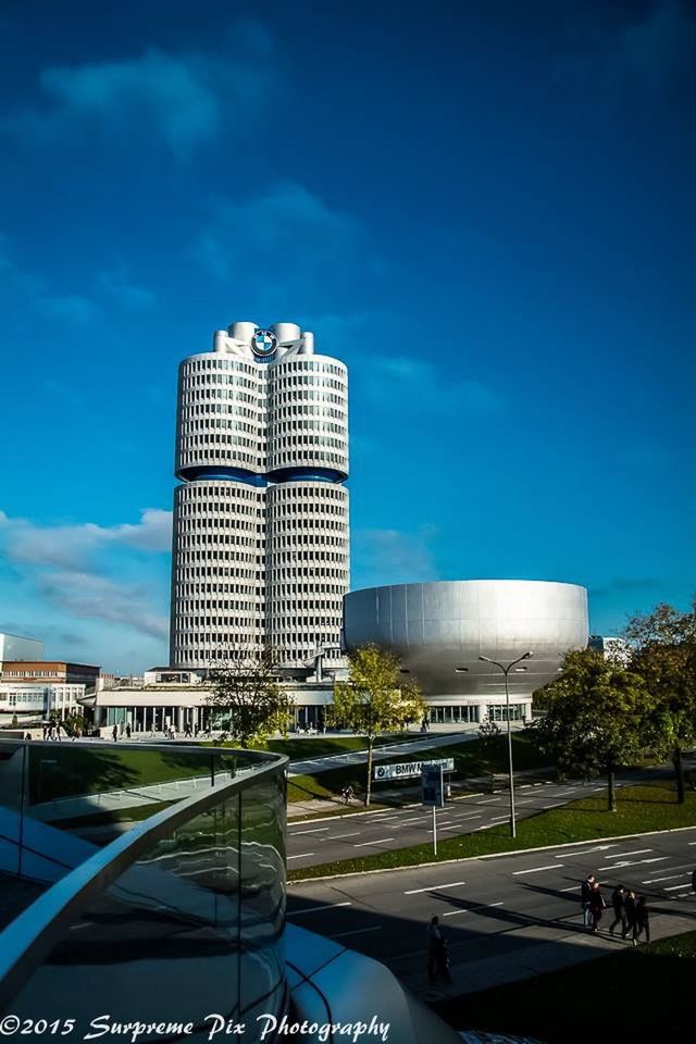 MODERN BUILDINGS AGAINST BLUE SKY