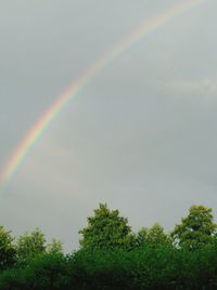 Low angle view of rainbow against sky