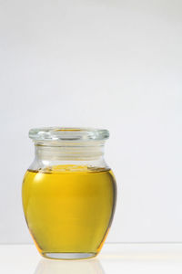 Cooking oil in the glass bottle