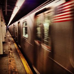 Train at railroad station platform