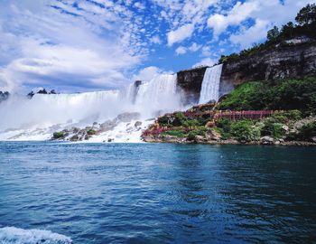 View of waterfall against sky