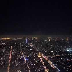 Aerial view of city at night