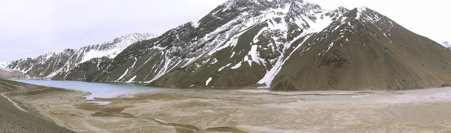 Scenic view of mountain against sky during winter