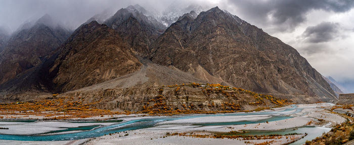 Scenic view of mountains against sky