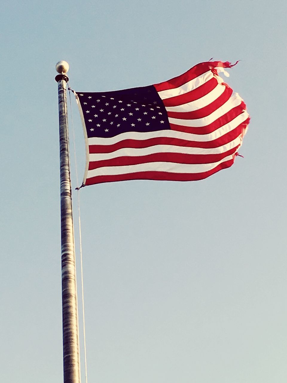 flag, striped, patriotism, stars and stripes, low angle view, flag pole, no people, clear sky, flying, outdoors, day