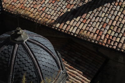 High angle view of roof tiles