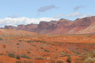 Scenic view of rocky mountains against sky