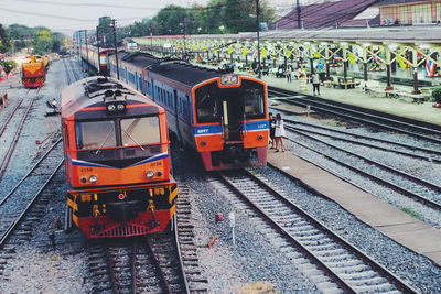 Trains at railroad station platform