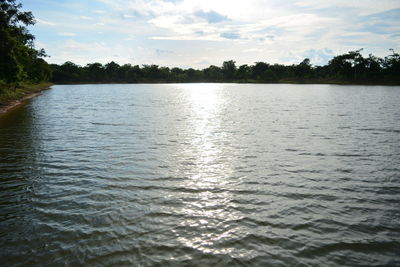 Scenic view of lake against sky