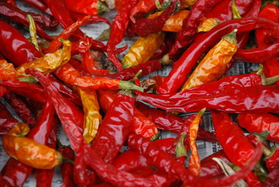 Full frame shot of red chili peppers