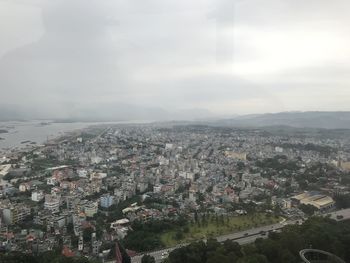 High angle view of townscape against sky