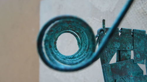 Close-up of weathered spiral copper