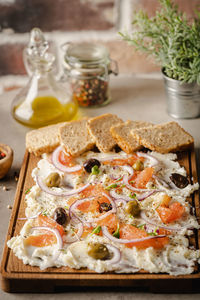 Close-up of food on table