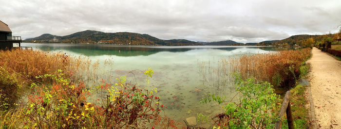 Panoramic view of lake against sky