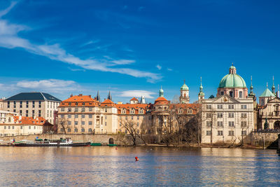 The beautiful old town of prague city and the vltava river