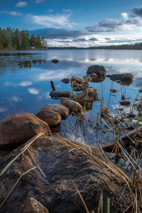 Scenic view of lake against sky