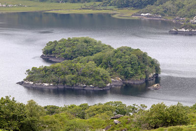 High angle view of river amidst lake